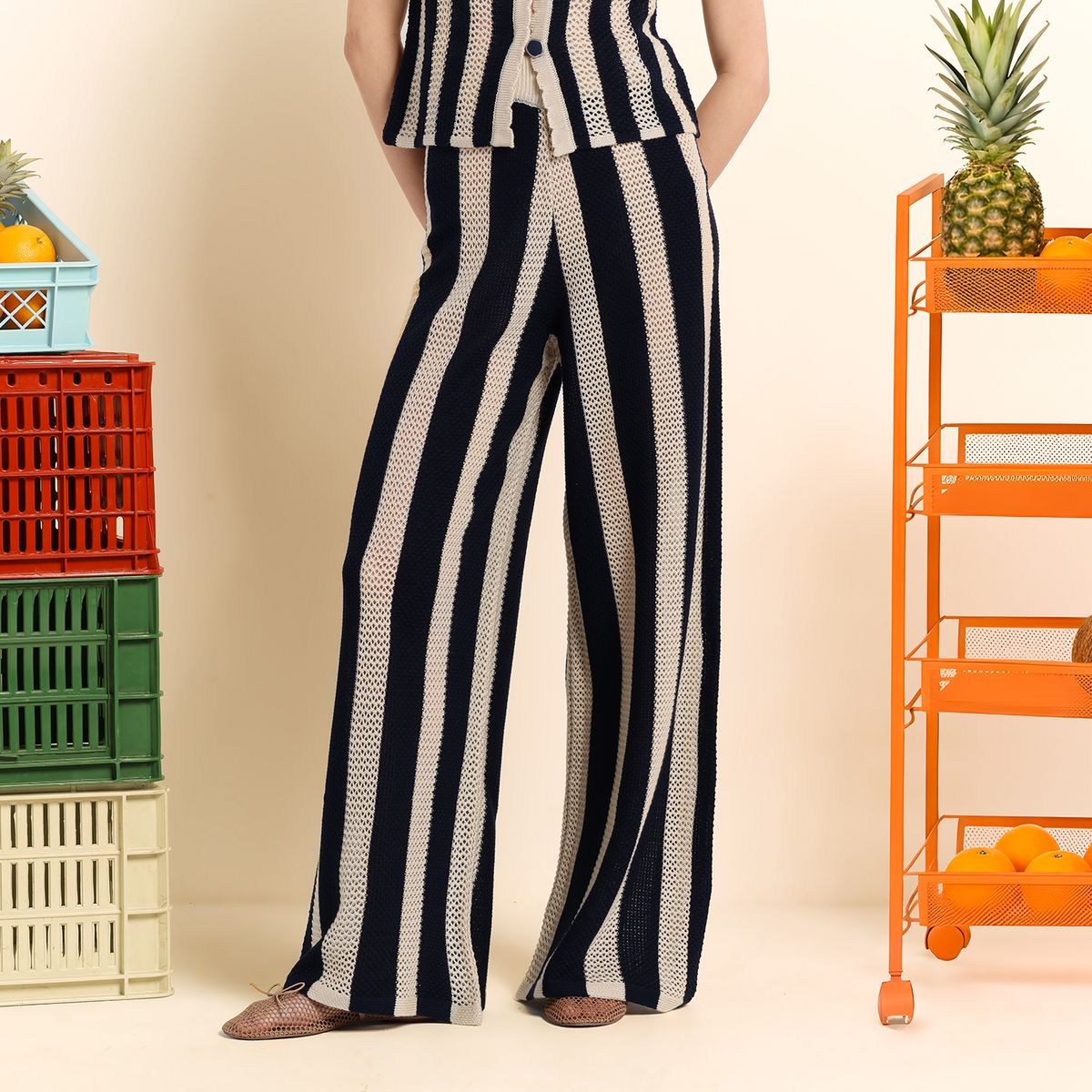 JOURNEY IN PAIRS X SYBILLA - Pantalón Recto Mujer Tiro alto Tejido Sybilla 