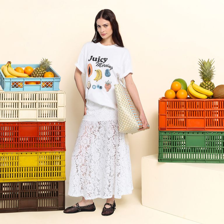 Camiseta Mujer con Estampado Manga corta de Algodón Sybilla
