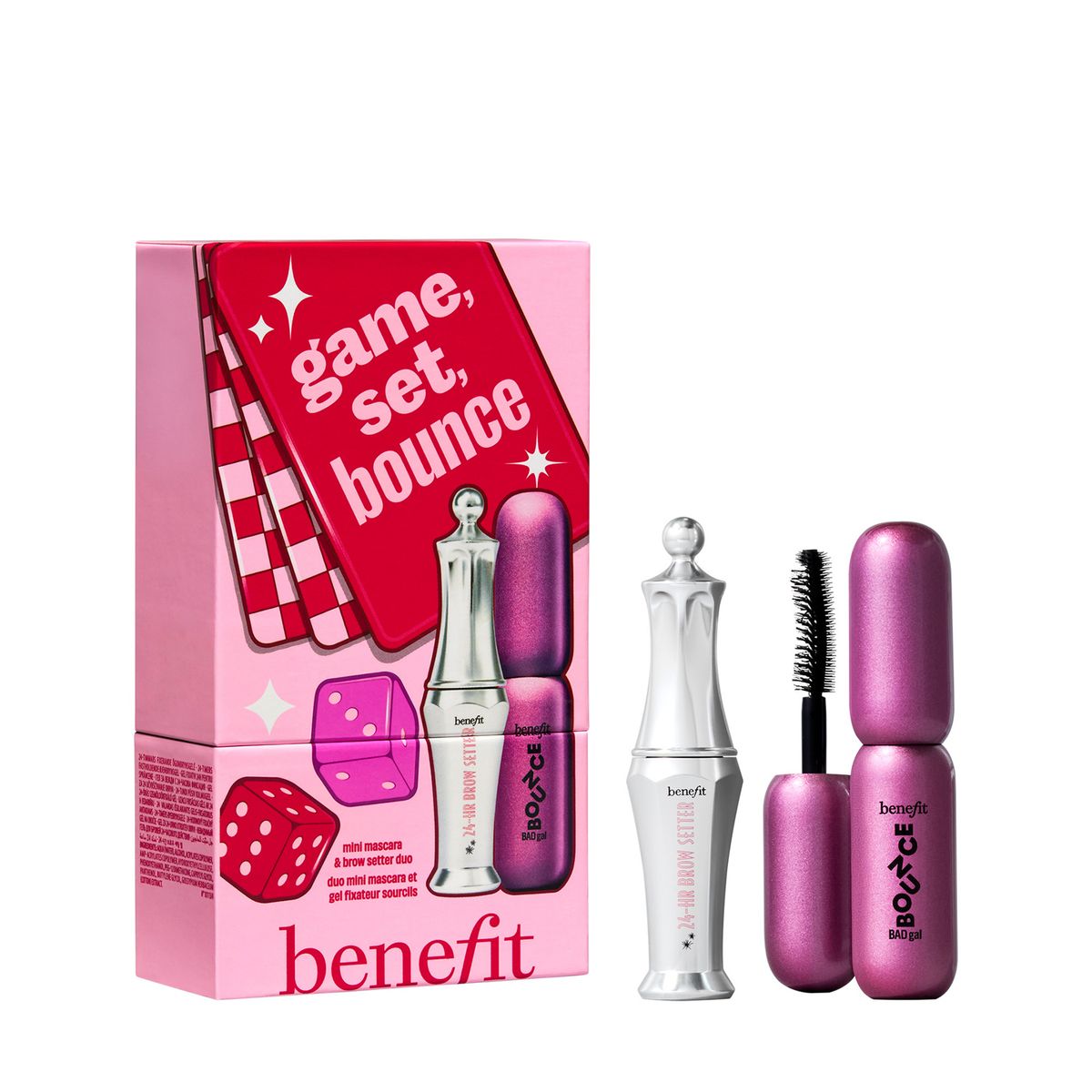 BENEFIT - Kit Game, Set, Bounce: Gel cejas 24Hr Brow Setter + Pestañina BadGal Bounce