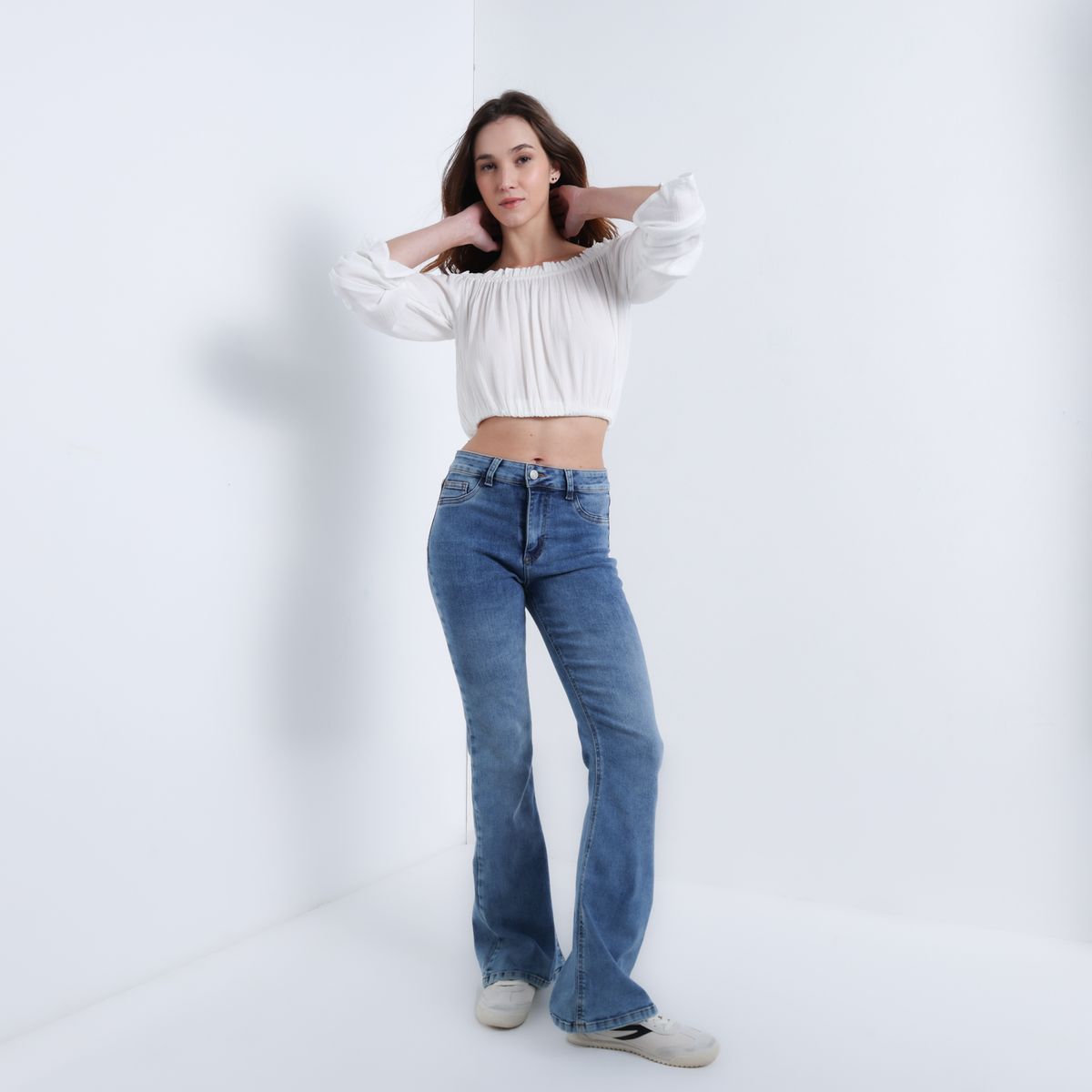 SYBILLA - Jean Flare Mujer Tiro alto Denim Sybilla