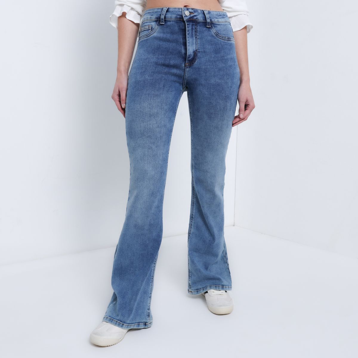 SYBILLA - Jean Flare Mujer Tiro alto Denim Sybilla