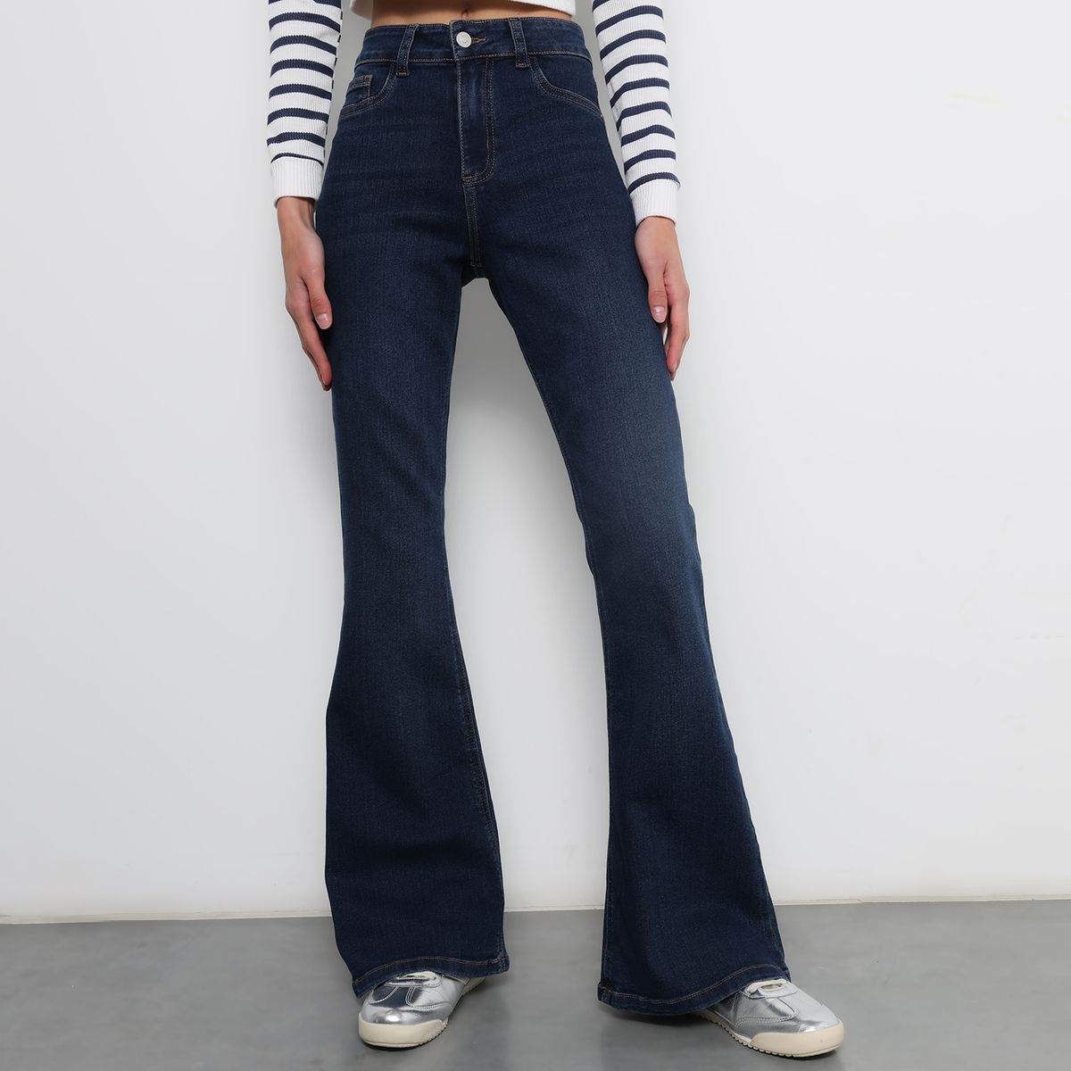 SYBILLA - Jean Flare Mujer Tiro alto Denim Sybilla