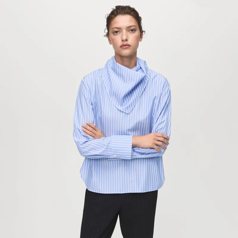 MANGO - Blusa Mujer de Rayas Manga larga Mango