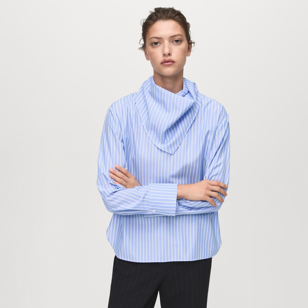 MANGO - Blusa Mujer de Rayas Manga larga Mango