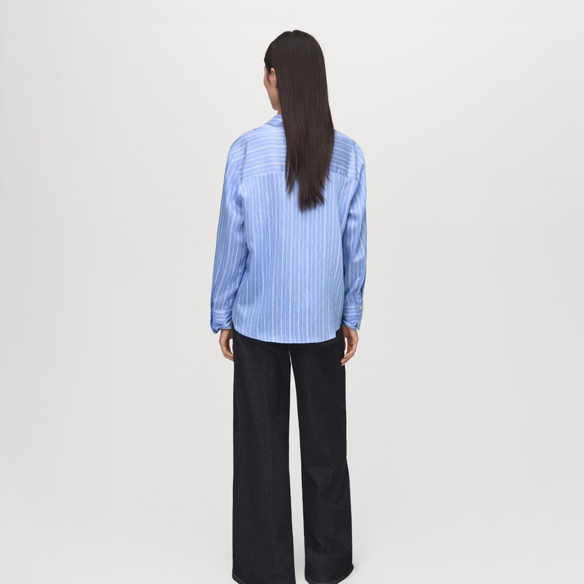 MANGO - Camisa Mujer de Rayas Manga larga de Viscosa Mango