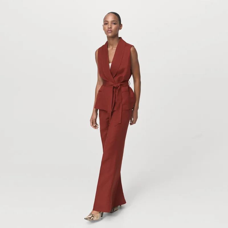 MANGO - Pantalón Recto Mujer Tiro alto MANGO
