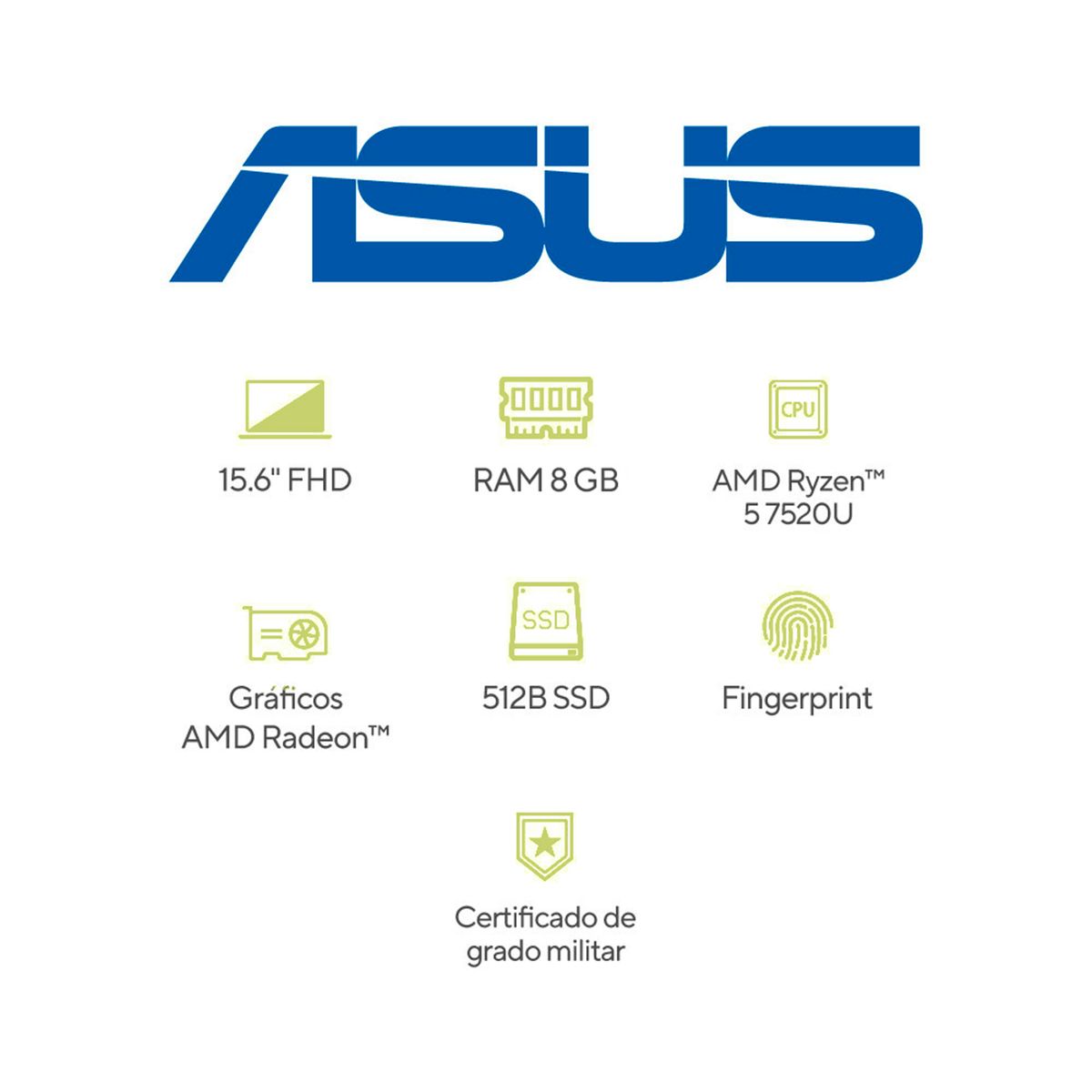 ASUS - Portátil ASUS Vivobook Go 15 | AMD Ryzen 5 | 8 GB de RAM | 512GB SSD de almacenamiento | Windows 11 |15.6 Pulgadas | E1504FA-BQ251W |  Computador portátil
