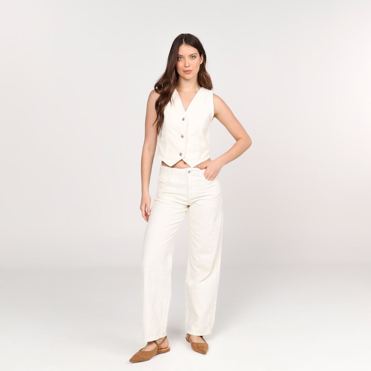 BASEMENT - Jean Recto Mujer Tiro alto Basement