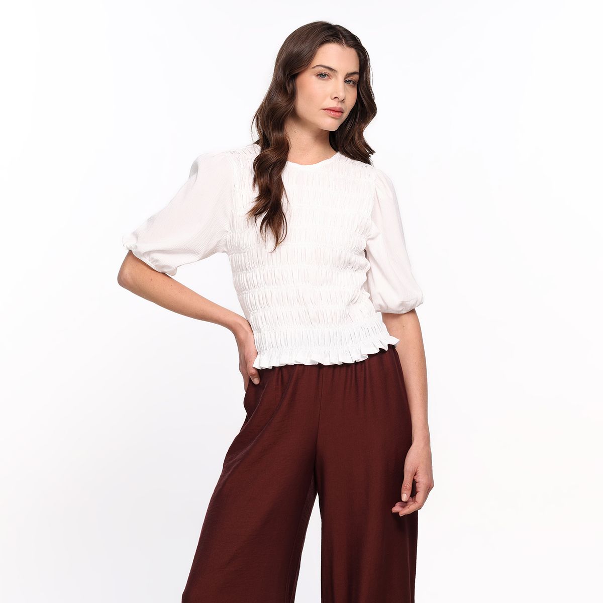 UNIVERSITY CLUB - Blusa Mujer Liso con Bordado Manga corta Poliéster University Club