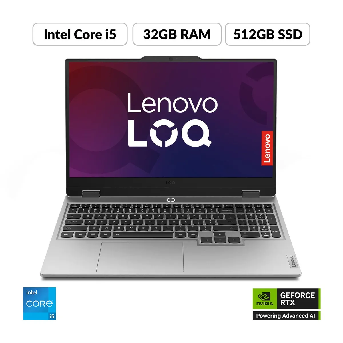 LENOVO - Portátil Gamer Lenovo LOQ| Geforce RTX 5050 |	Intel Core i5 Serie HX | 32GB de RAM | 512GB SSD de Almacenamiento | Windows 11 | Pantalla 15.6 pulgadas | LOQ | Computador Portátil 