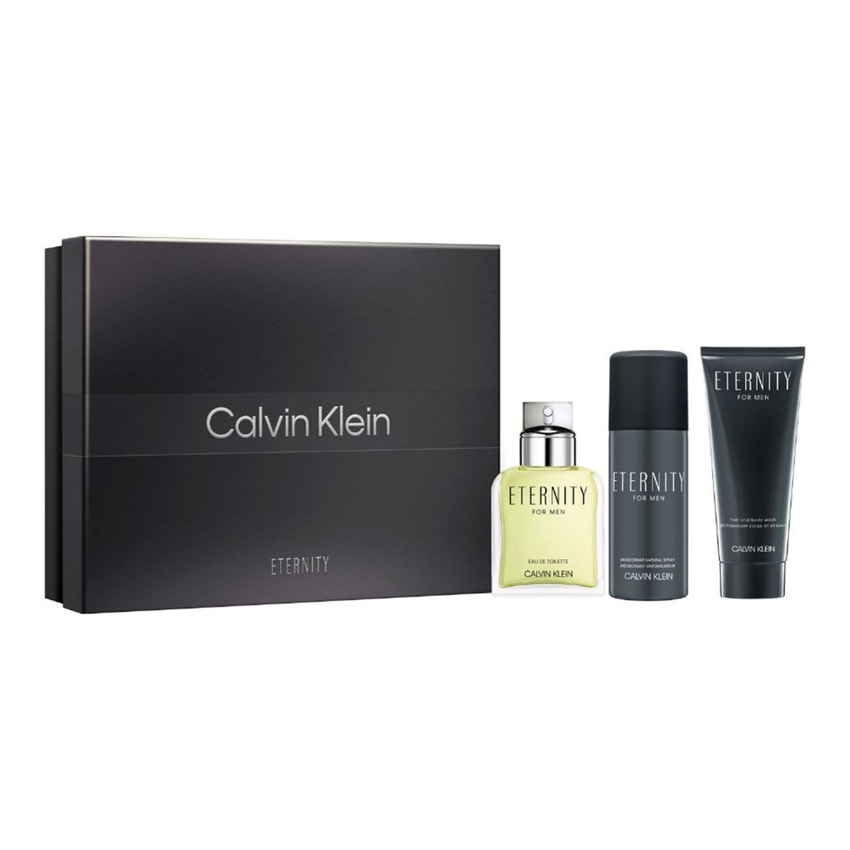 CALVIN KLEIN - Set de Perfume Hombre Calvin Klein Eternity Eau Toilette for Men 100 ml (3.3oz) - Eternity odorant Natural Spray 150 ml (5oz) - Eternity Shower Gel 100 ml (3.3oz)