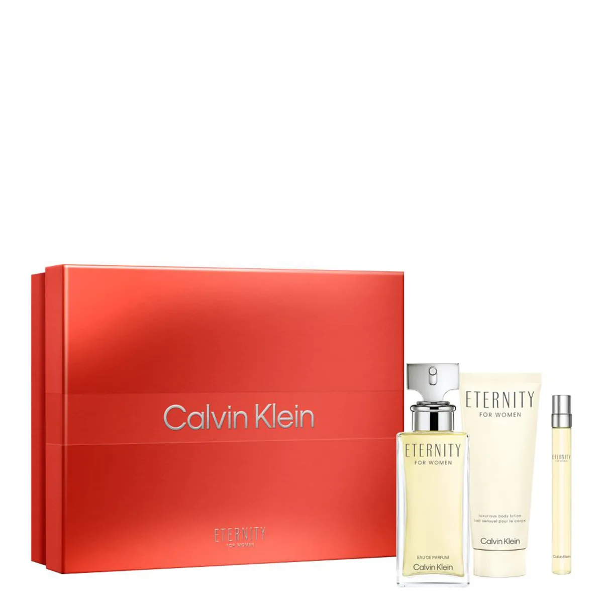 CALVIN KLEIN - Set de Perfume Mujer Calvin Klein Eternity Eau parfum for Women 100 ml (3.3oz) - Eternity Body Lotion 100 ml (3.3oz) - Eternity Eau parfum for Women 10 ml (0.33oz)