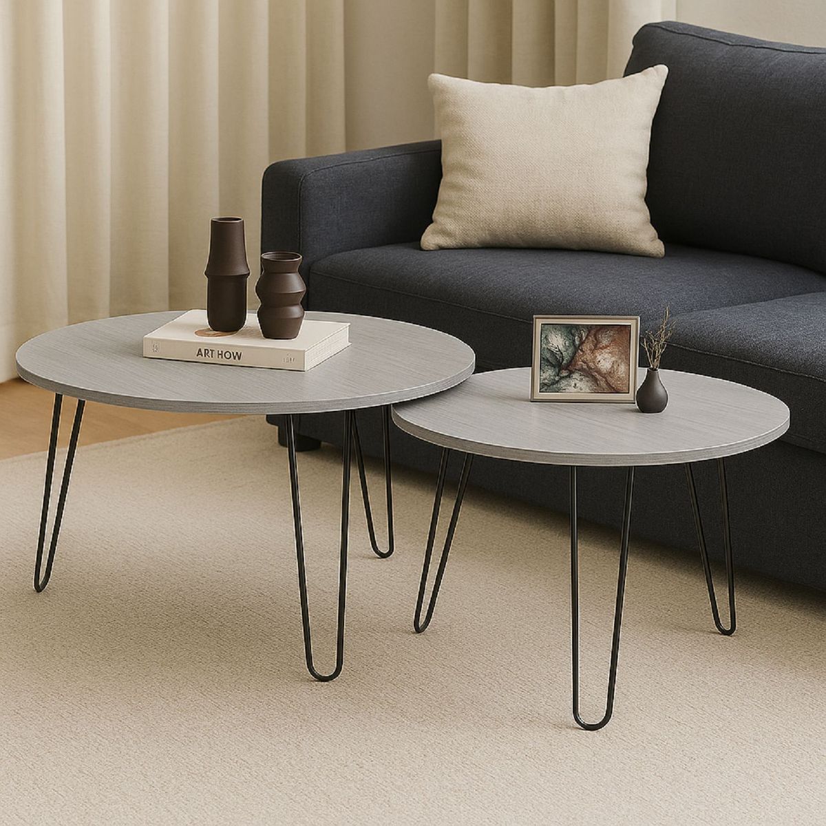 DKO DESIGN - Set x Mesas de Centro Atelier (43x80)(41x60)cm Gris