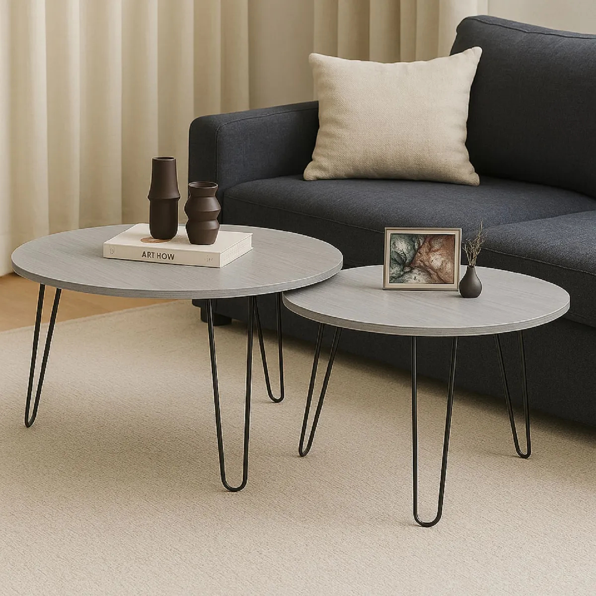 DKO DESIGN - Set x Mesas de Centro Atelier (43x80)(41x60)cm Gris