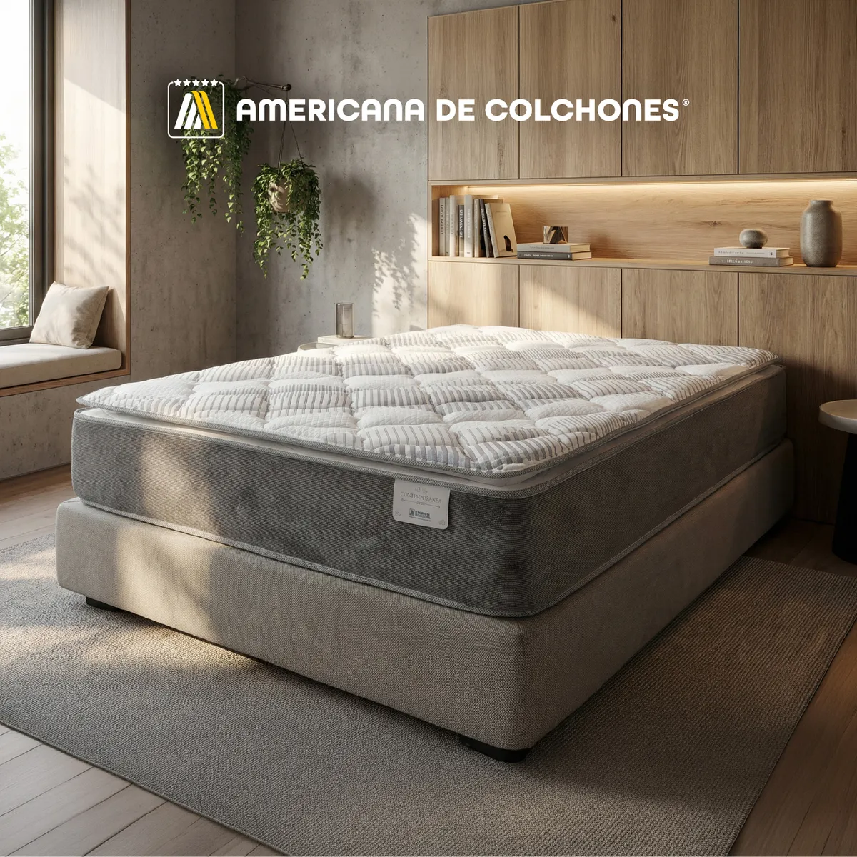 AMERICANA DE COLCHONES - Colchón Queen Firme Ortopédico Resortado Golden NF 160 x 190 cm + 2 Almohadas Americana de Colchones