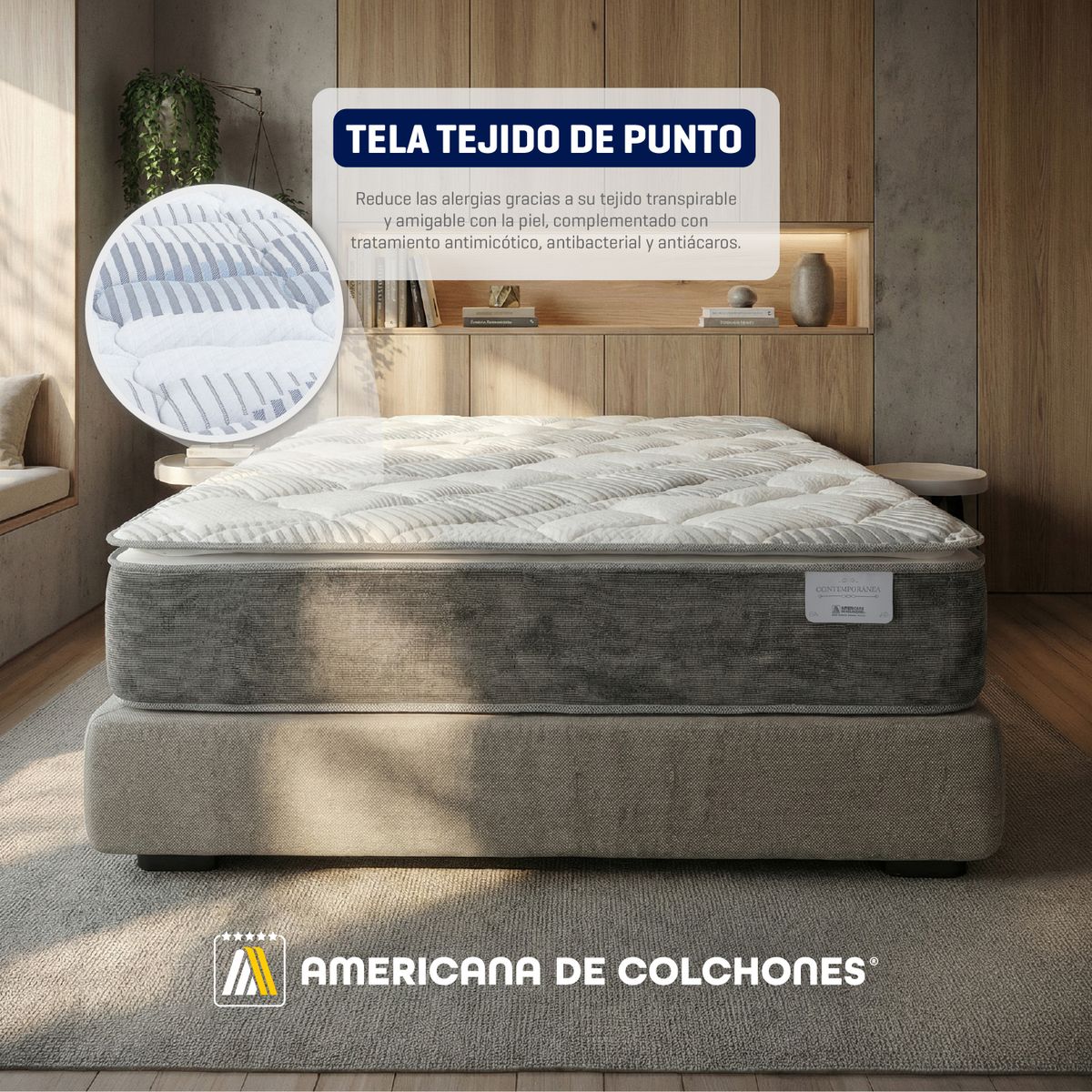 AMERICANA DE COLCHONES - Colchón Queen Firme Ortopédico Resortado Golden NF 160 x 190 cm + 2 Almohadas Americana de Colchones