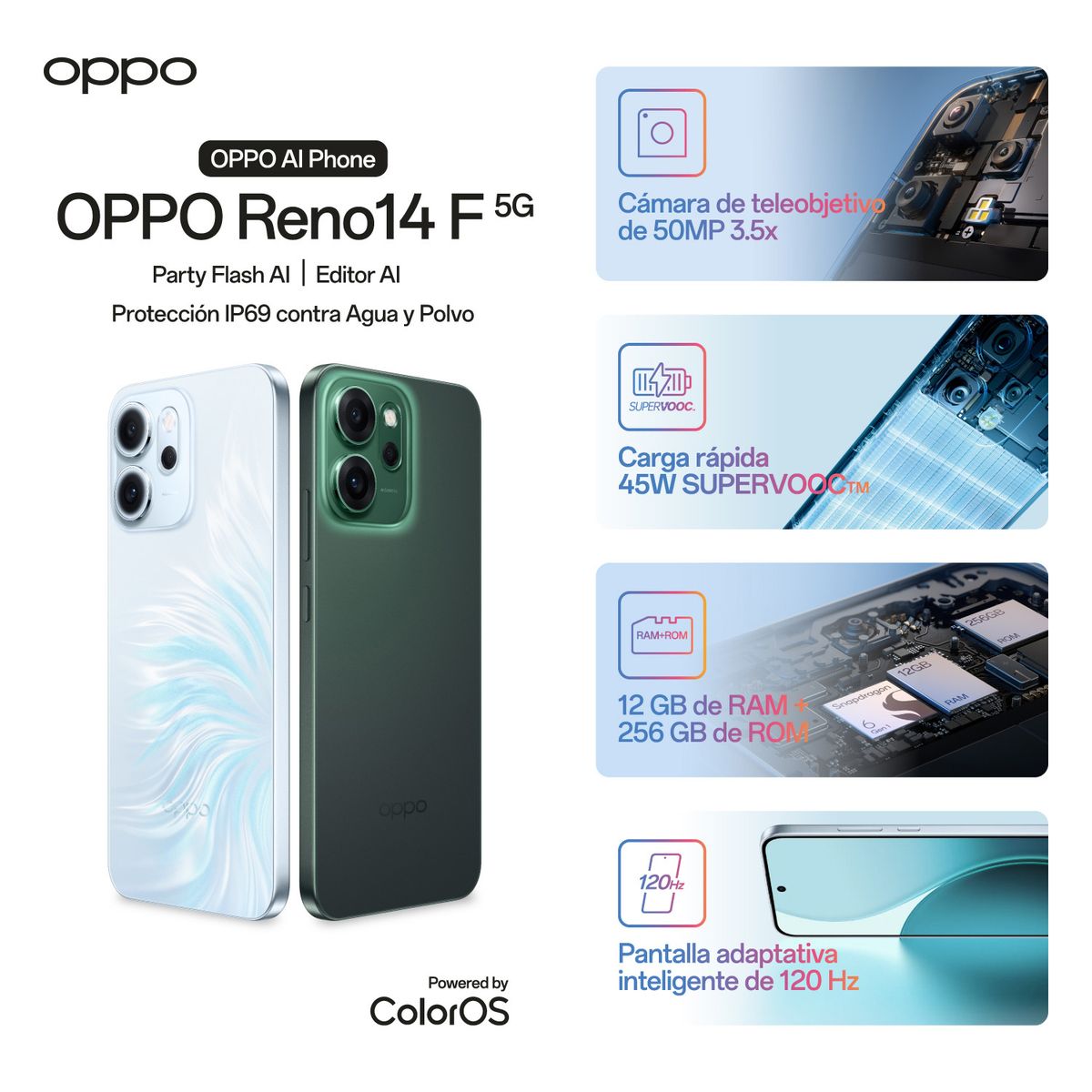 OPPO - Celular RENO14F AZUL 256GB | 5G | 256GB | 12GB RAM