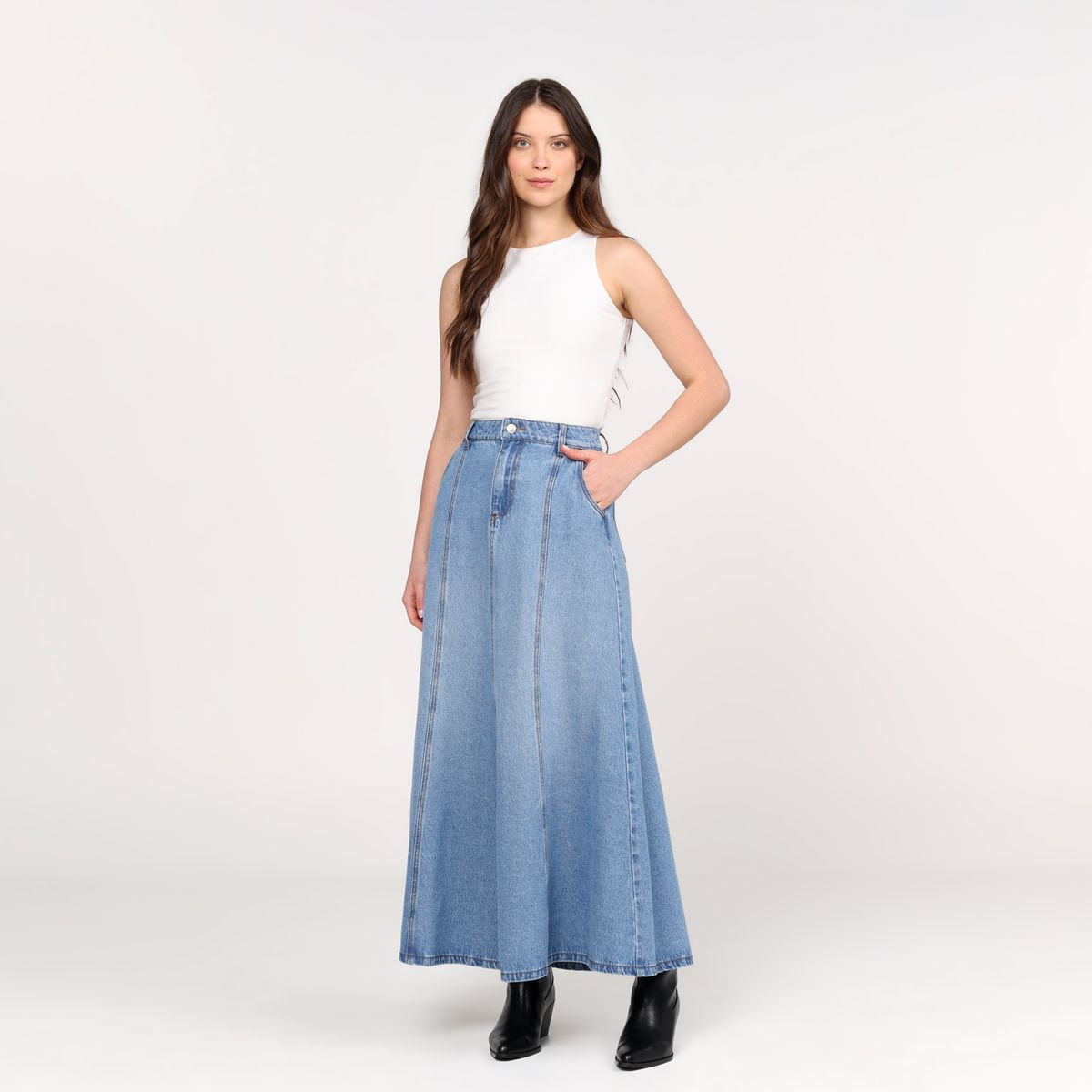 BASEMENT - Falda Maxi Mujer Algodón Basement