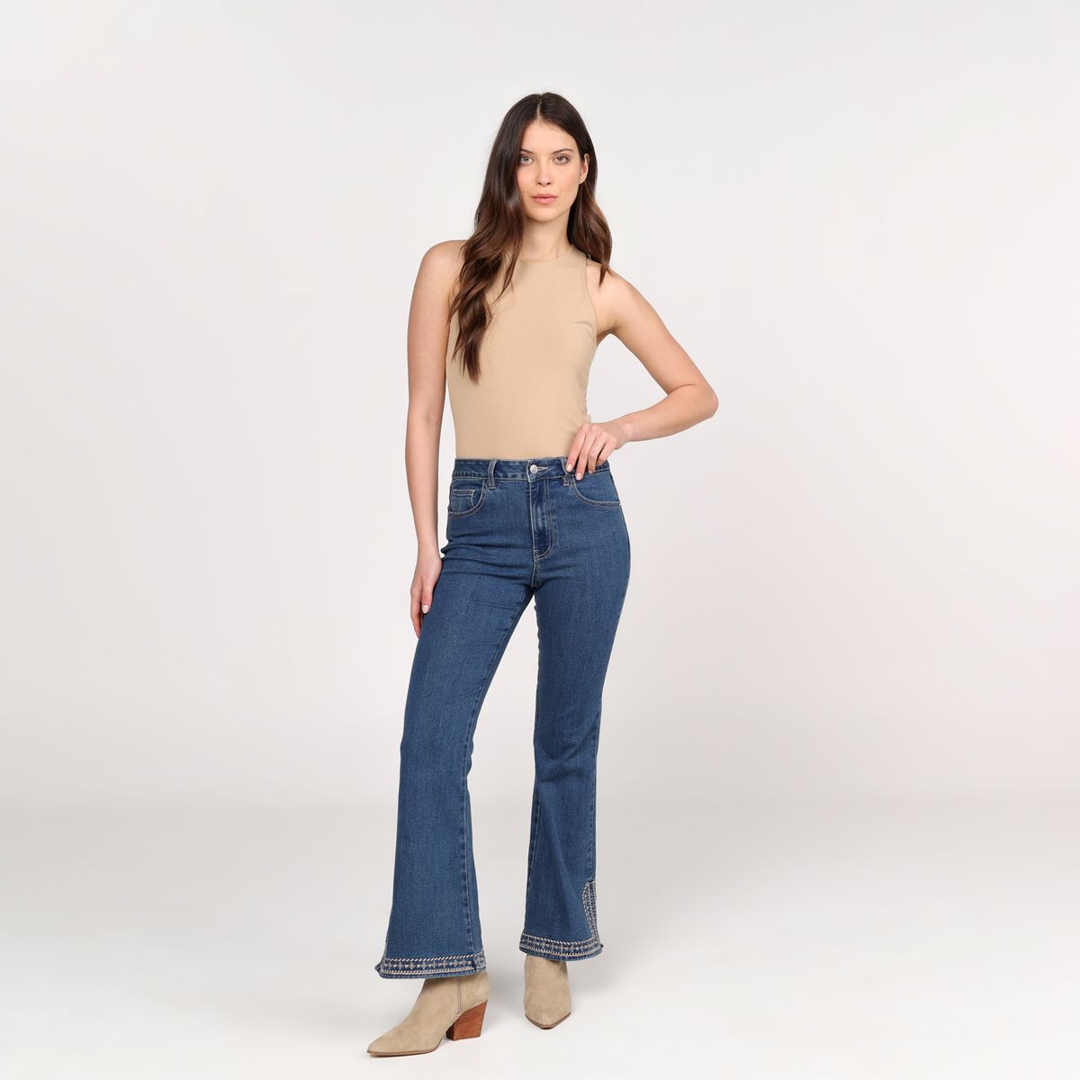 BASEMENT - Jean Flare Mujer Tiro alto Basement 