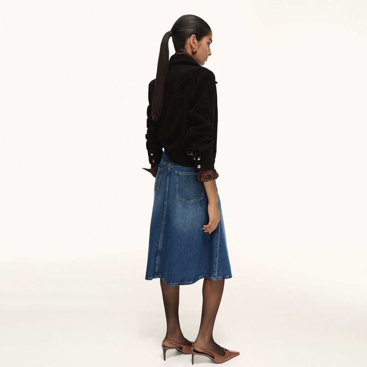 MANGO - Falda Midi Mujer de Algodón Mango