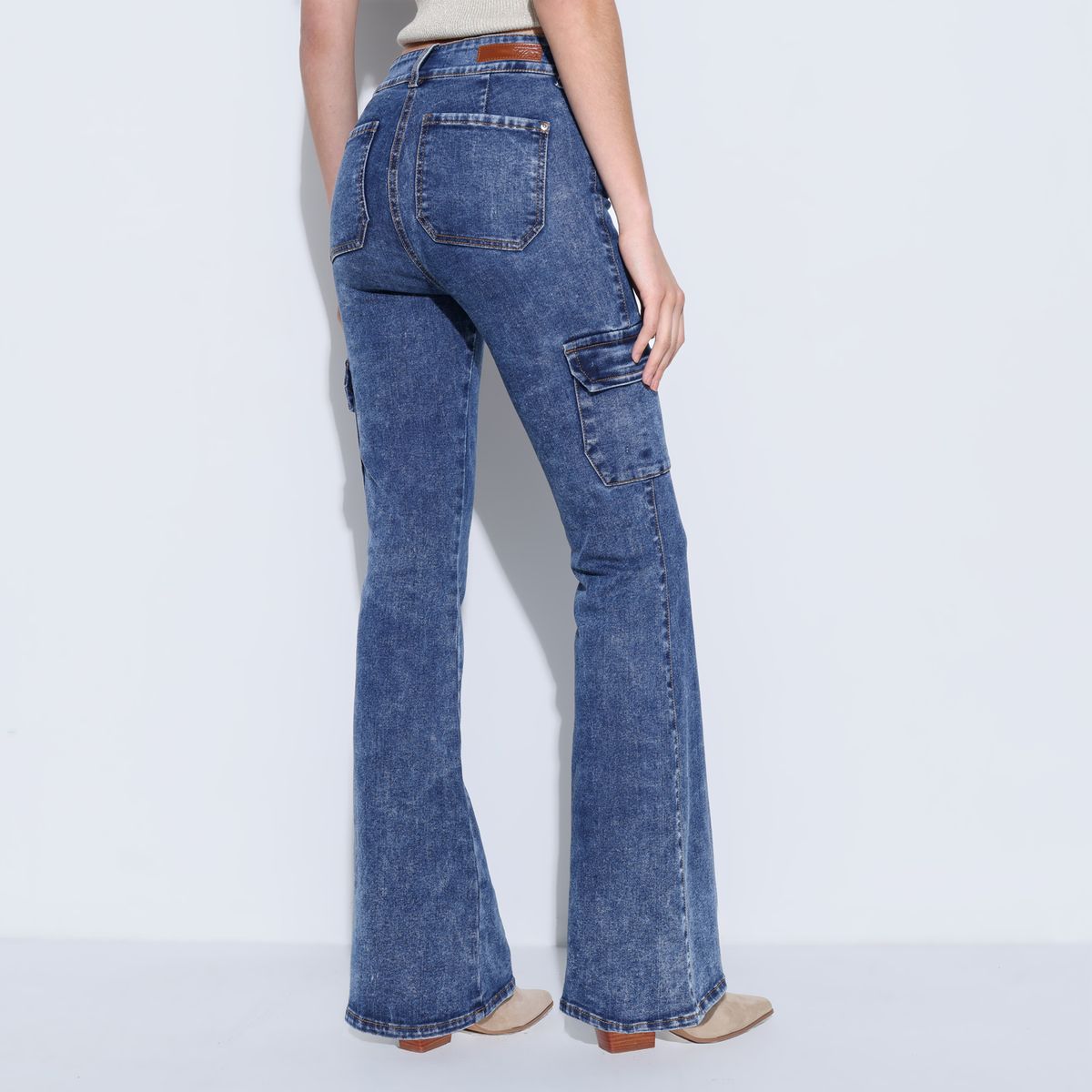 MOSSIMO - Jean Flare Mujer Tiro medio de Algodón Mossimo