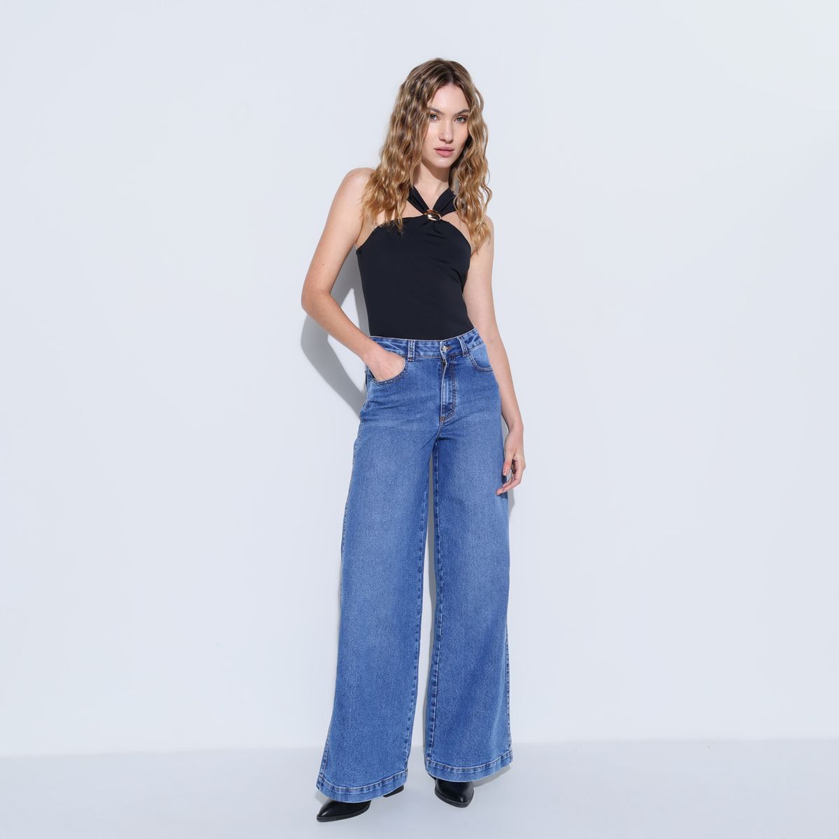 MOSSIMO - Jean Flare Mujer Tiro medio de Algodón Mossimo