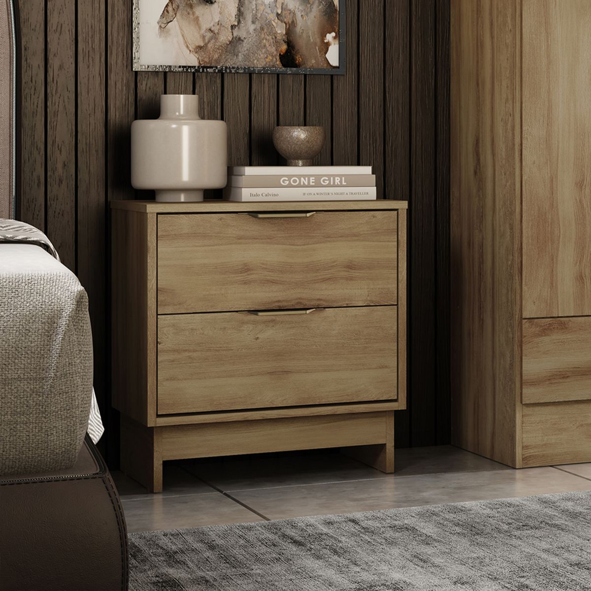 BERTOLINI - Mesa de noche Maui en MDP 48cm Noce