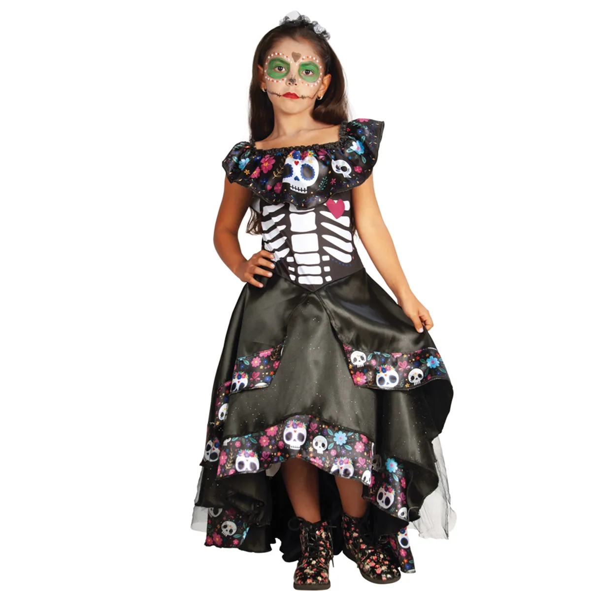 CACHIVACHES - Disfraz para Niña Catrina Fantasía Terror