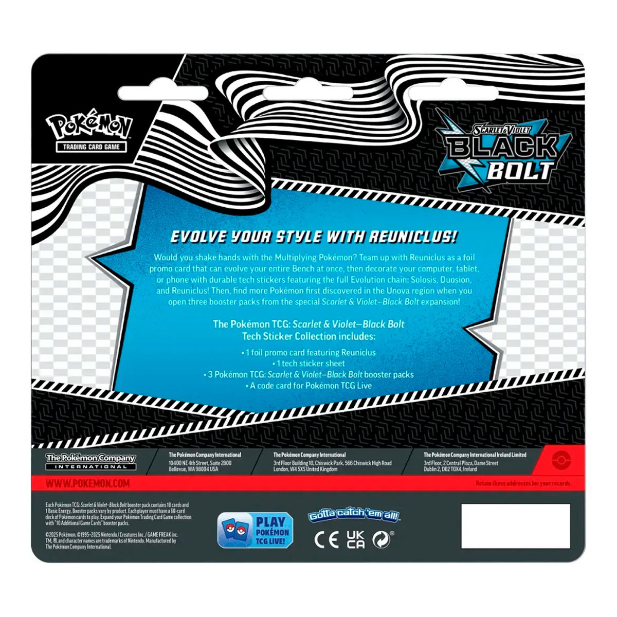 POKEMON - Didáctico Pokemon: Cartas Tech Sticker Collection Black Bolt Inglés 