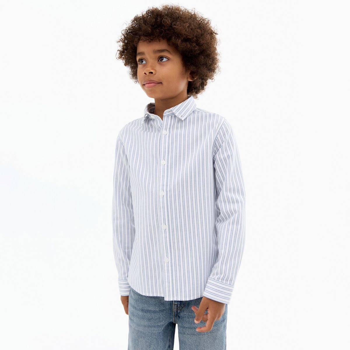 MANGO - Camisa Para Niño de Rayas Manga larga de Algodón MANGO