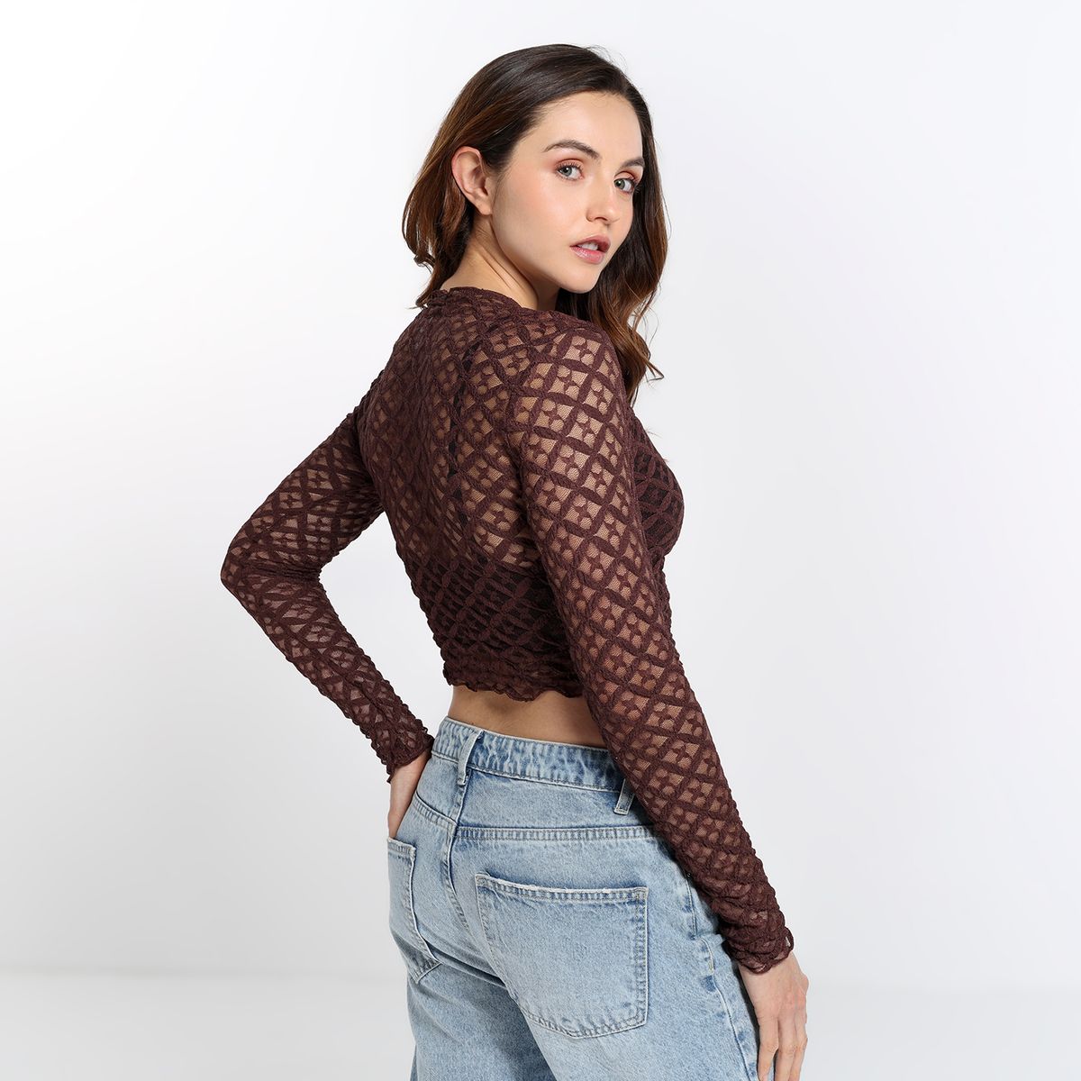 SYBILLA - Top Mujer Encaje Manga larga Nylon Sybilla