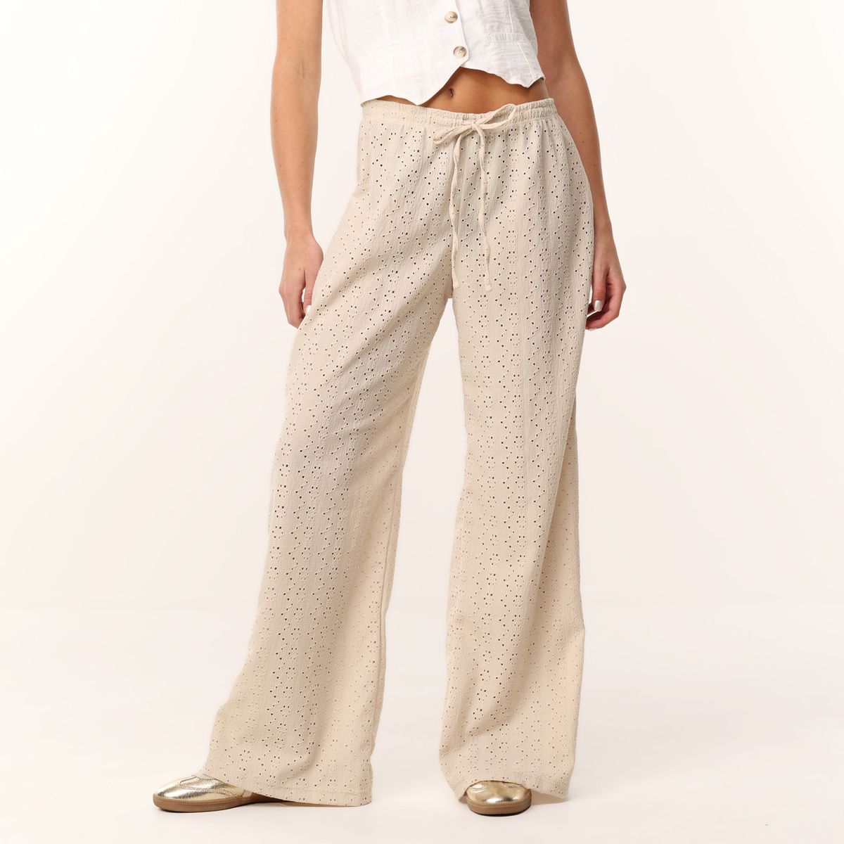 SYBILLA - Pantalón Wide leg Mujer Tiro alto de Rayas Sybilla