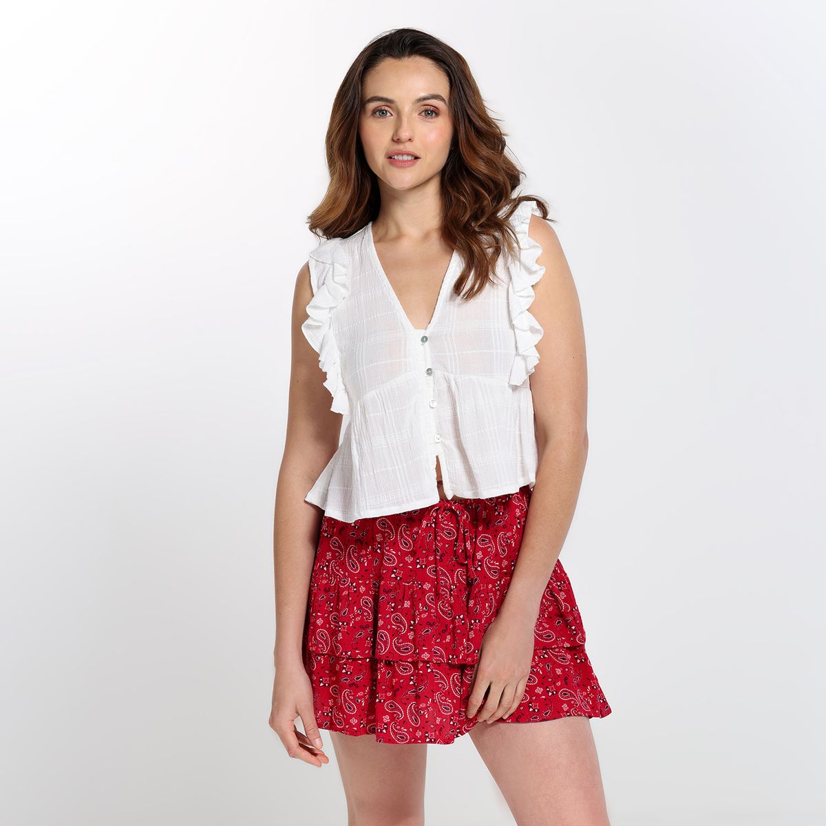 SYBILLA - Top Mujer Liso con Bordado Sin mangas Algodón Sybilla