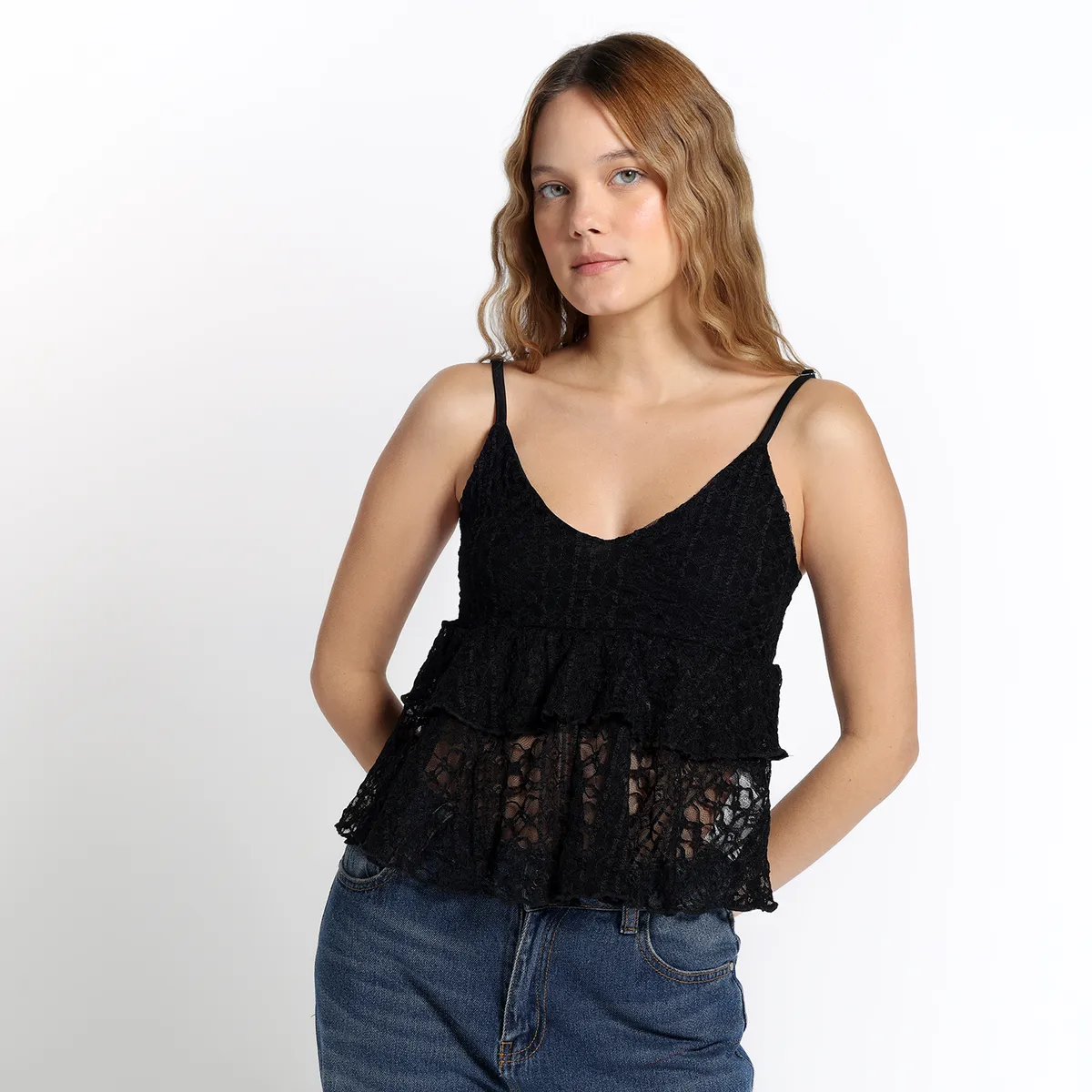 SYBILLA - Top esqueleto Mujer con Encaje Sin mangas Sybilla