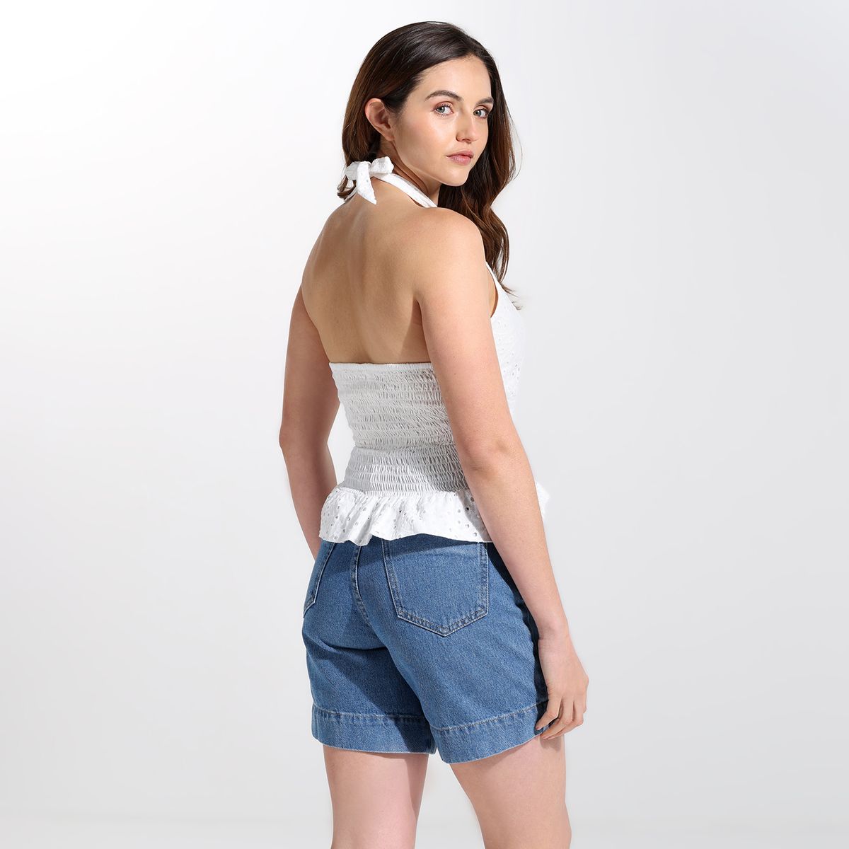 SYBILLA - Top esqueleto Mujer Ojalillo Sin mangas de Algodón Sybilla