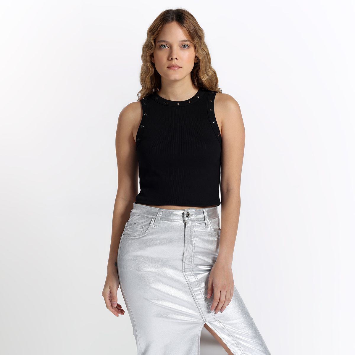 SYBILLA - Top esqueleto Mujer Taches Sin mangas de Algodón Sybilla