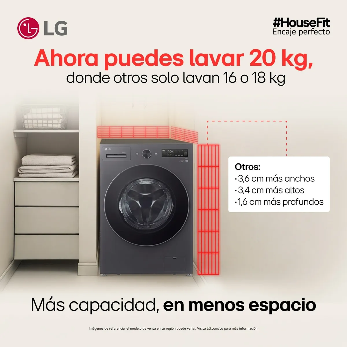 LG - Lavadora Secadora LG Eléctrica 20 kg WD20EGNTS6P