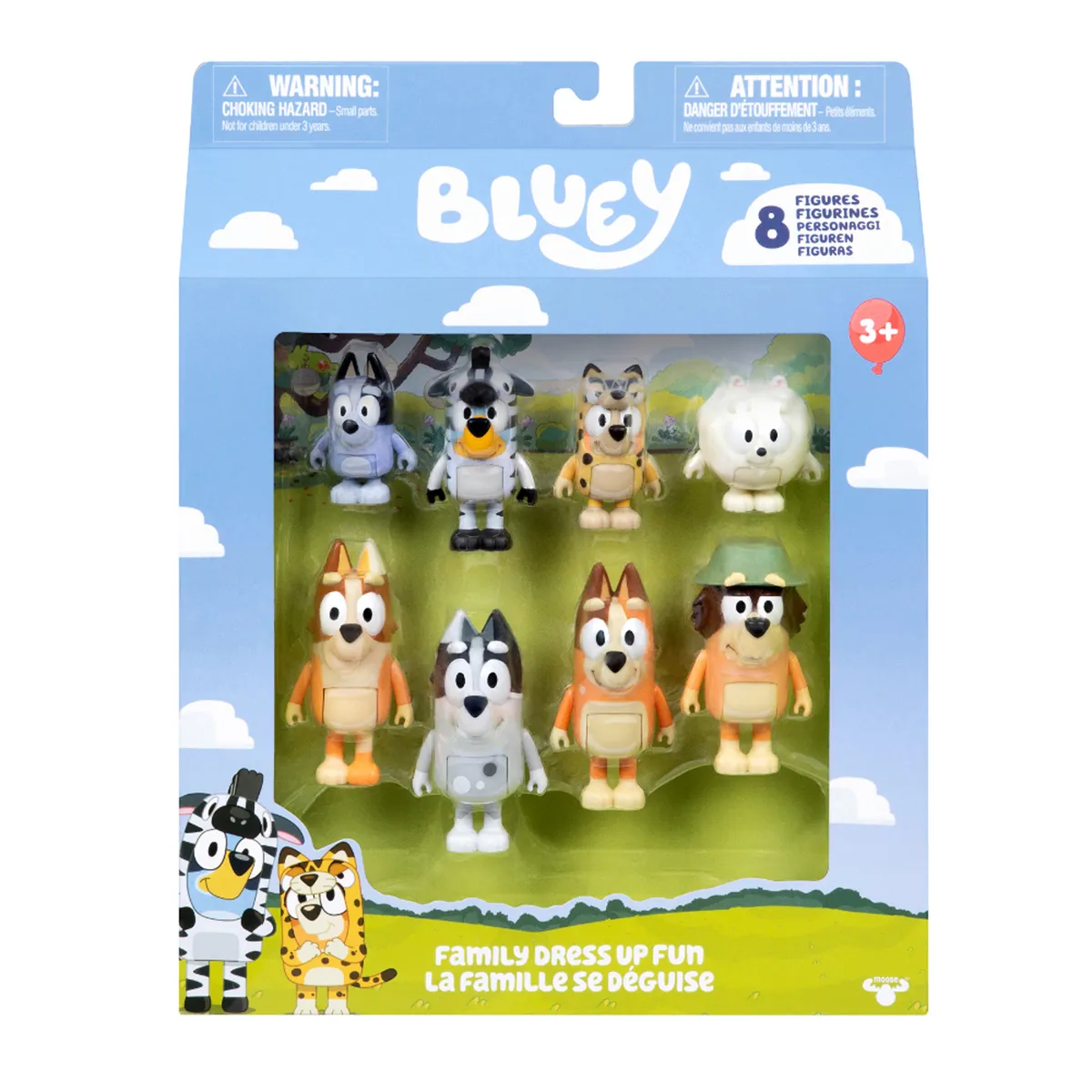 BLUEY - Juguete Bluey: Set Figuras x 8 Vestidos Divertidos 