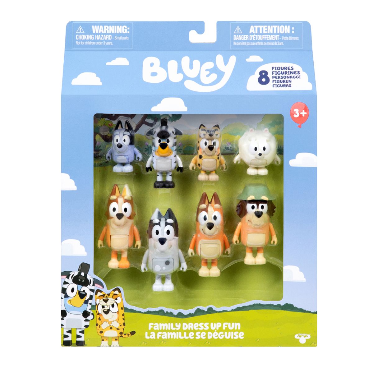BLUEY - Juguete Bluey: Set Figuras x 8 Vestidos Divertidos 