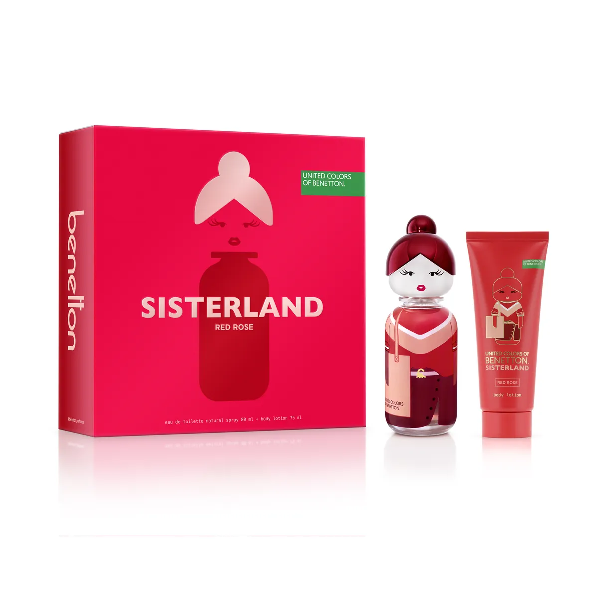 BENETTON - Set de Perfume Mujer Benetton Incluye Sisterland Red Rose Eau de toilette +Body Lotion 75ml 