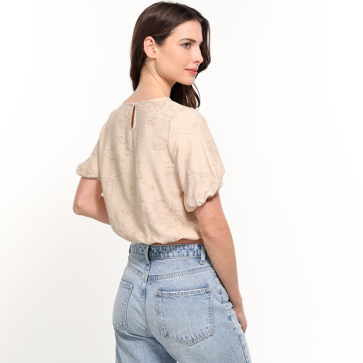 UNIVERSITY CLUB - Blusa Mujer con Ojalillo manga corta University Club 