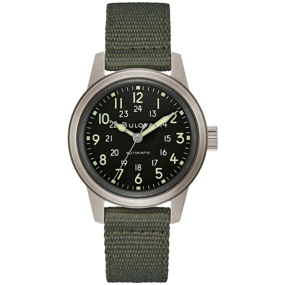BULOVA - Reloj Bulova Hombre Military. Reloj Nailon Verde 96A259