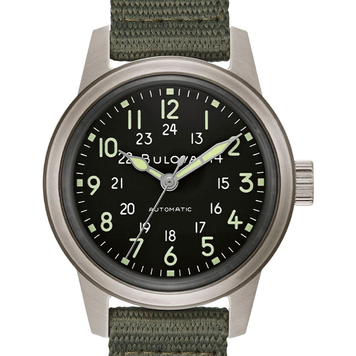BULOVA - Reloj Bulova Hombre Military. Reloj Nailon Verde 96A259