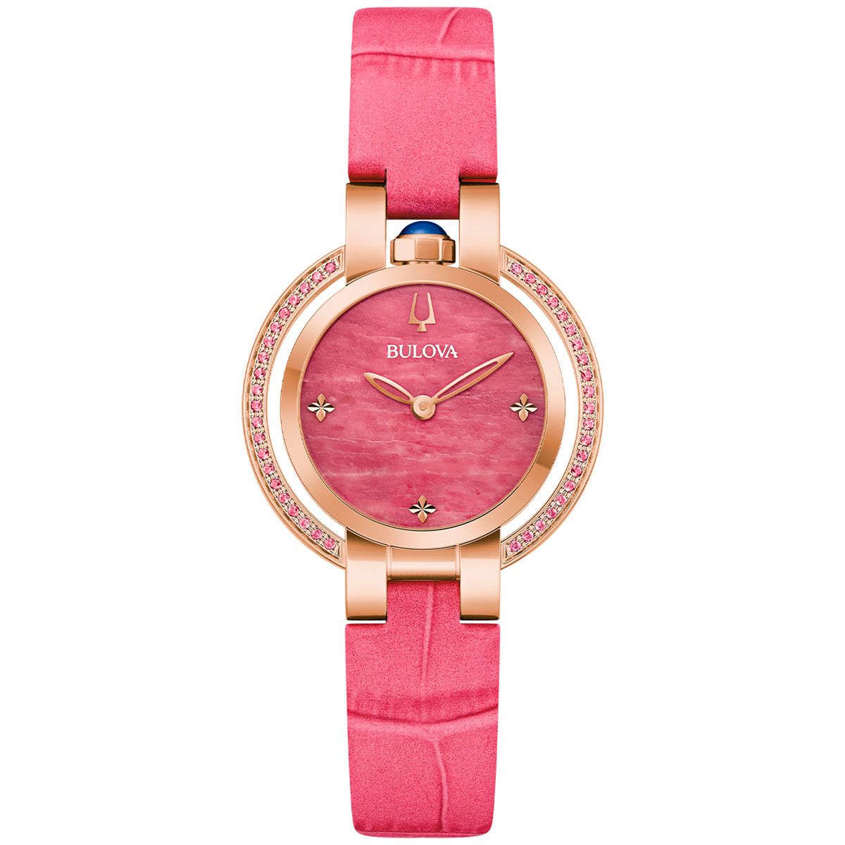 BULOVA - Reloj Bulova Mujer Rubaiyat. Reloj Cuero Rosado 97R103