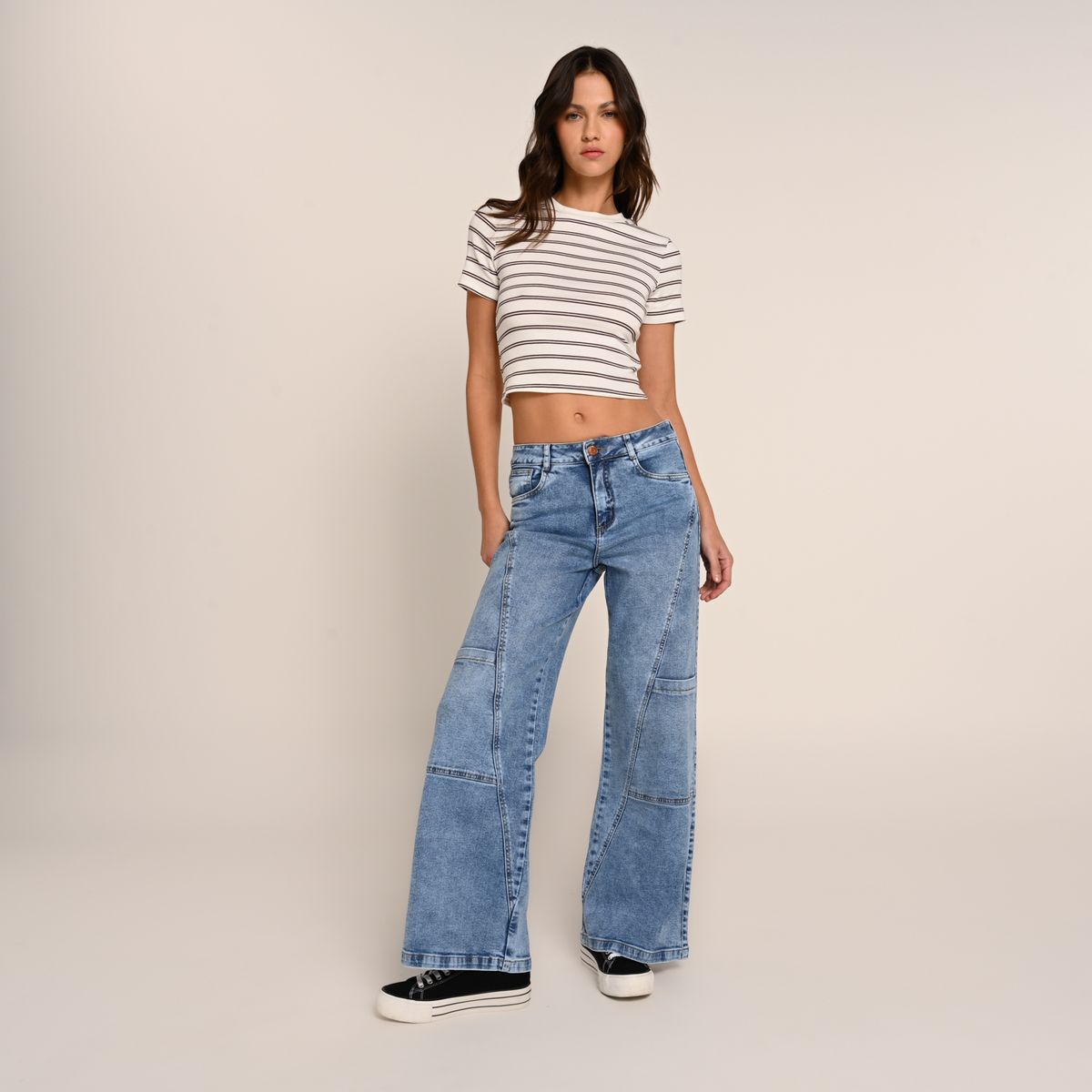 SYBILLA - Jean Wide leg Mujer Tiro alto Denim Sybilla
