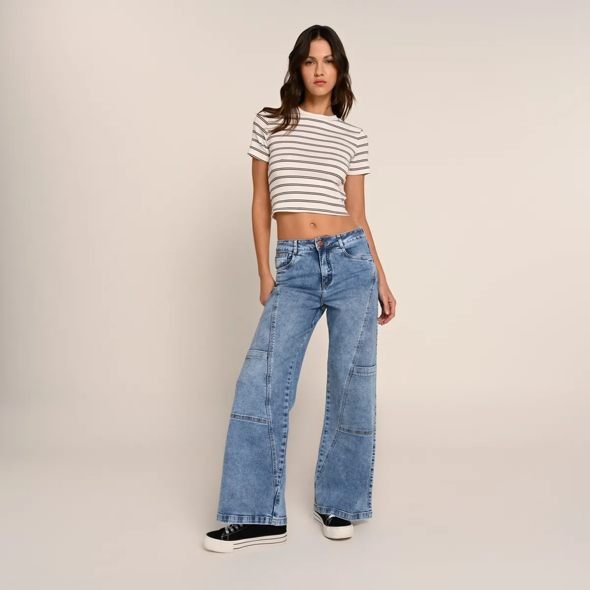 SYBILLA - Jean Wide leg Mujer Tiro alto Denim Sybilla