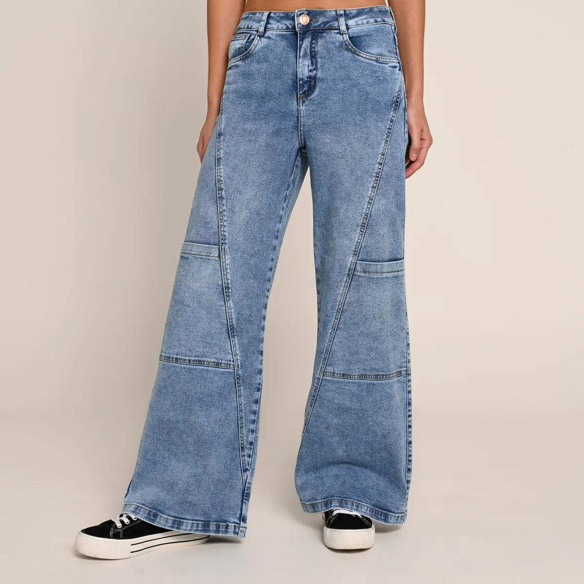 SYBILLA - Jean Wide leg Mujer Tiro alto Denim Sybilla