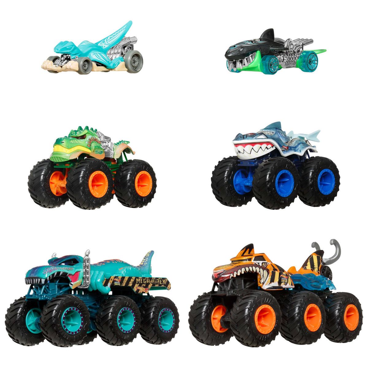 HOT WHEELS - Juguete didáctico Hot Wheels Carro : Monster Trucks Shark vs Dino. Producto aleatorio