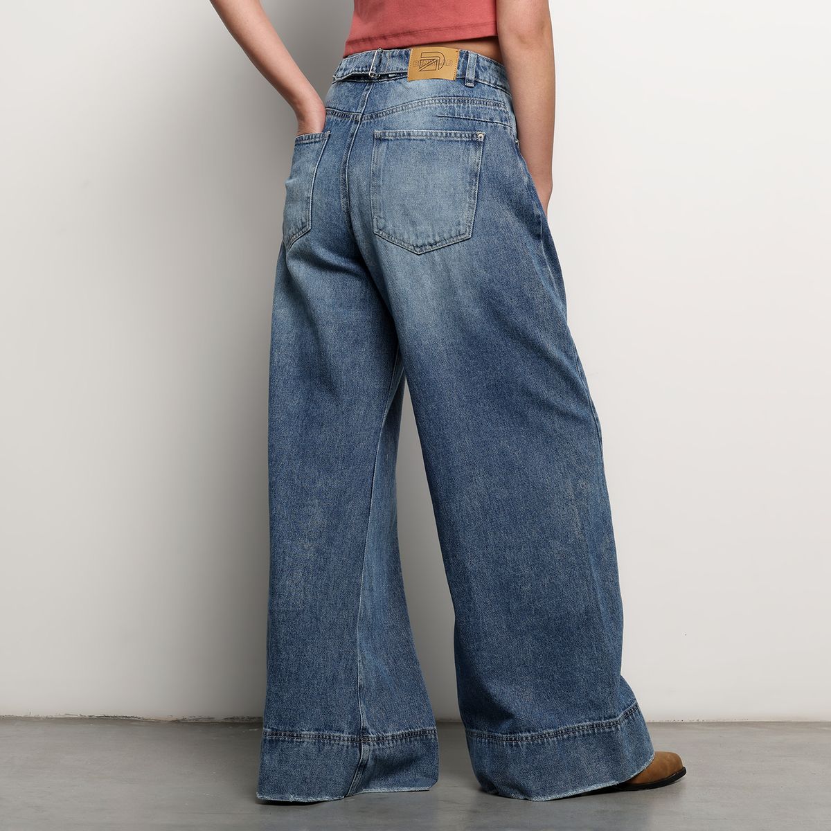 DENIMLAB - Jean Wide leg Mujer Tiro bajo Denim de Algodón Denimlab