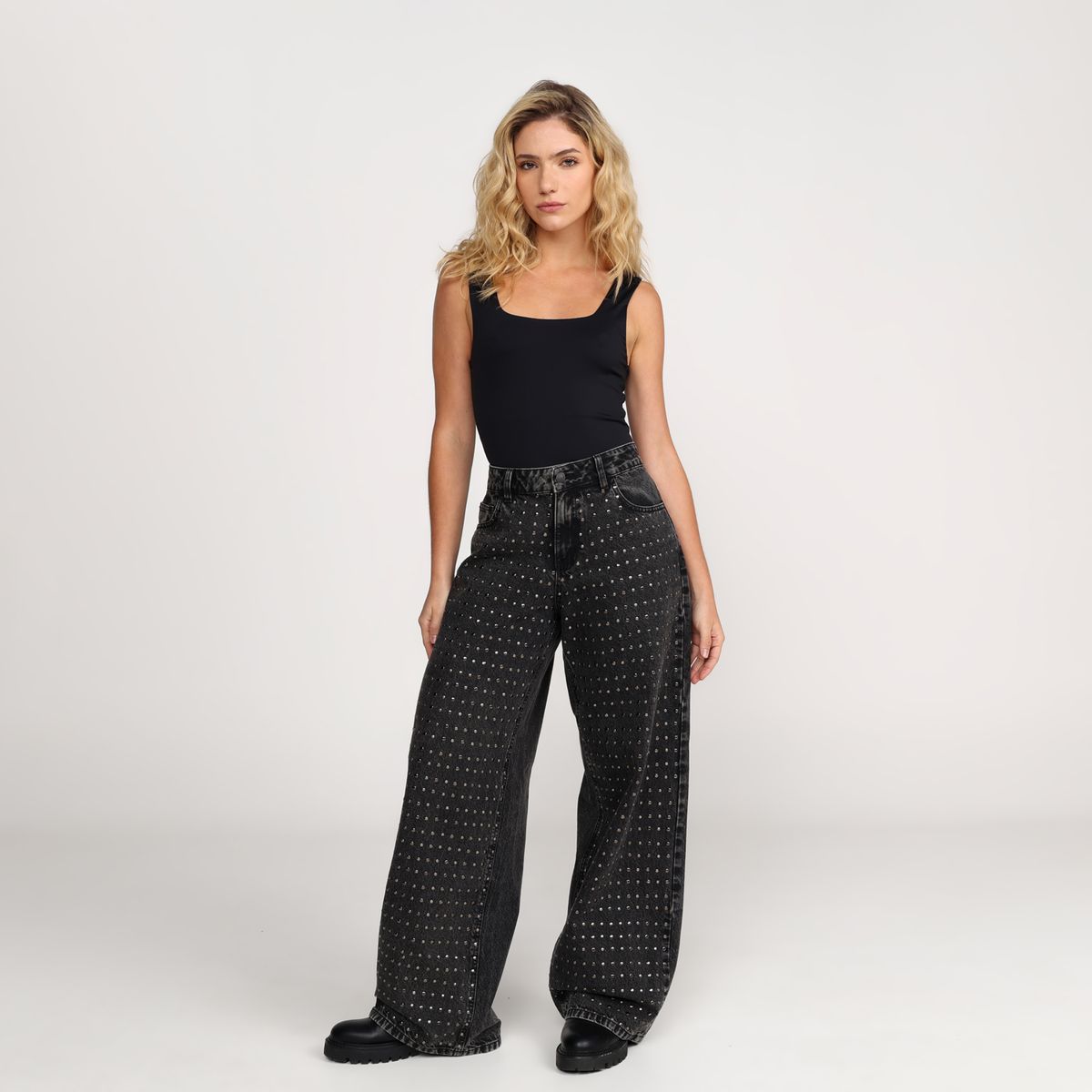 DENIMLAB - Jean Wide leg Mujer Tiro medio Denim de Algodón Denimlab